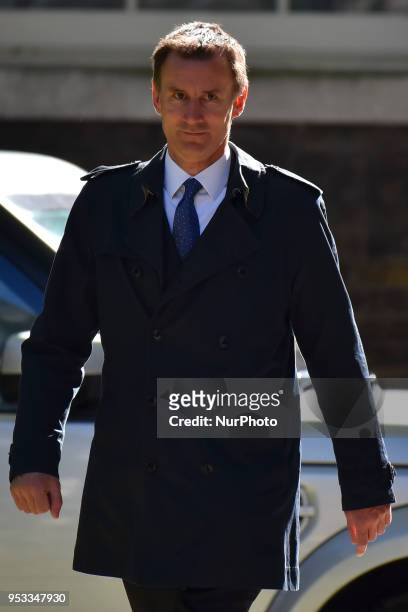 Secretary of State for Health and Social Care Jeremy Hunt arrives to attend the first cabinet meeting following the Re-Shuffle at Downing Street on...