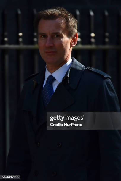 Secretary of State for Health and Social Care Jeremy Hunt arrives to attend the first cabinet meeting following the Re-Shuffle at Downing Street on...