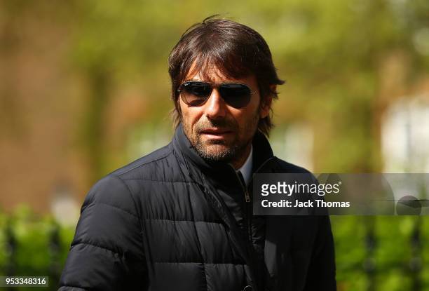 Chelsea Manager, Antonio Conte arrives at St Luke's & Christ Church ahead of the memorial for Ray Wilkins on May 1, 2018 in London, England.
