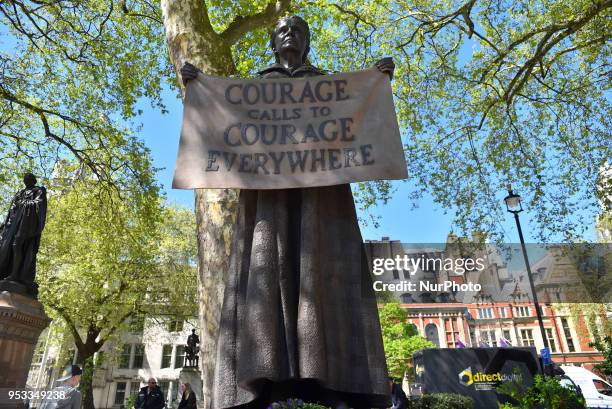 The statue of Millicent Fawcett is pictured in Parliament Square, London on May 1, 2018.