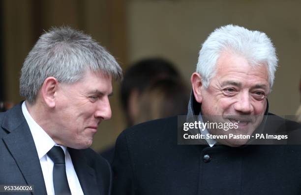 Peter Beardsley and Kevin Keegan outside St Luke's and Christ Church, London, where the memorial service for former Chelsea player Ray Wilkins is...