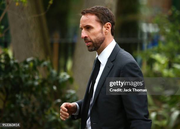 England Manager, Gareth Southgate leaves St Luke's & Christ Church after the memorial held for Ray Wilkins on May 1, 2018 in London, England.