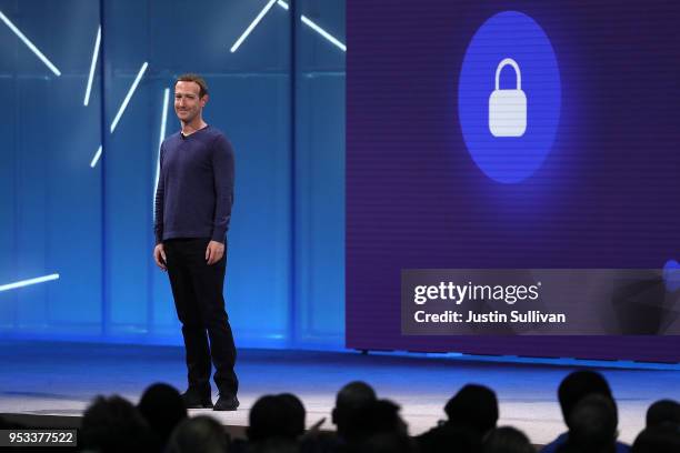 Facebook CEO Mark Zuckerberg speaks during the F8 Facebook Developers conference on May 1, 2018 in San Jose, California. Facebook CEO Mark Zuckerberg...