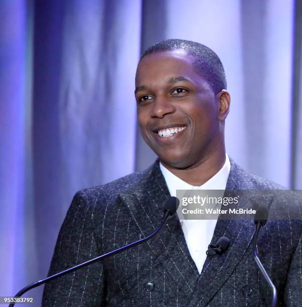 Leslie Odom Jr. Attends the 2018 Tony Awards Nominations Announcement at The New York Public Library for the Performing Arts on May 1, 2018 in New...