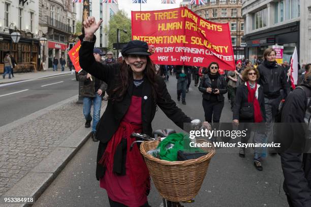 Workers and trade unions' activists from Britain and around the world march through central London to a rally in Trafalgar Square to mark...