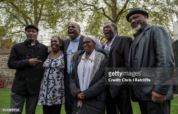Anthony Bryan , Sarah Connor , David Lammy, Labour Party MP, Paulette Wilson , Sylvester Marshall and Elwaldo Romeo pose for a phtograph on College...