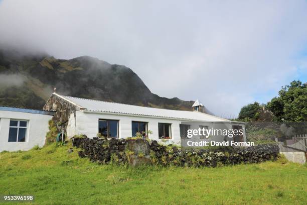 st. mary's church on tristan da cunha. - edinburgh of the seven seas stock pictures, royalty-free photos & images