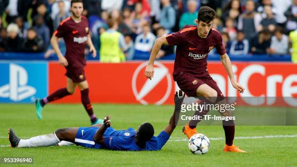 Alejandro Marques of Barcelona controls the ball during the UEFA Youth League Final match between Chelsea FC and FC Barcelona at Colovray Sports...