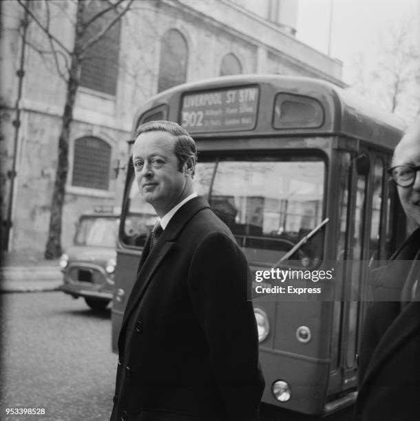 British peer John Spencer-Churchill, 11th Duke of Marlborough leaving the Royal Courts of Justice following his divorce with Tina Onassis Niarchos ,...