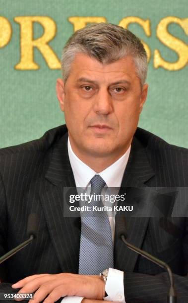 News conference by Republic of Kosovo's Prime Minister Hashim THACI at Japan National Press Club on June 8, 2012 in Tokyo Japan.