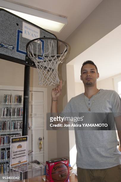 French Basketball Star Evan Fournier welcomed to Denver at an open house at the Alliance Francaise of Denver on September 8, 2012 in Denver,...