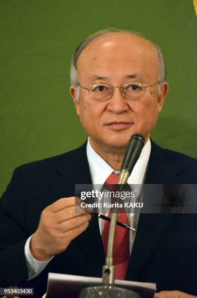 Press conference by Yukiya Amano, director general of the International Atomic Energy Agency at Japan National Press Club on January 11, 2013 in...