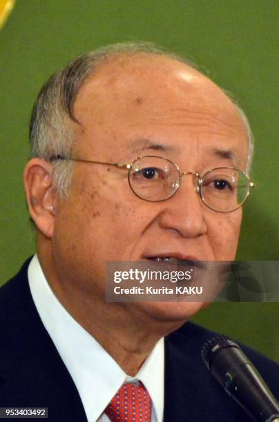 Press conference by Yukiya Amano, director general of the International Atomic Energy Agency at Japan National Press Club on January 11, 2013 in...