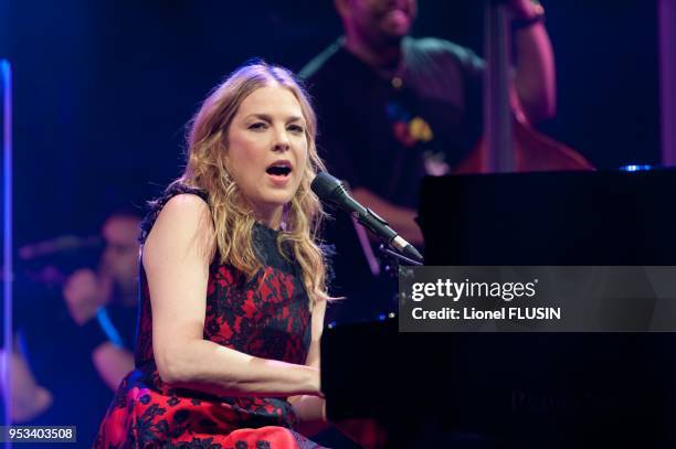 Diana Krall performing live at the Montreux Jazz festival on July 05, 2011 at Montreux in Switzerland during the Gala Night in honor of producer...