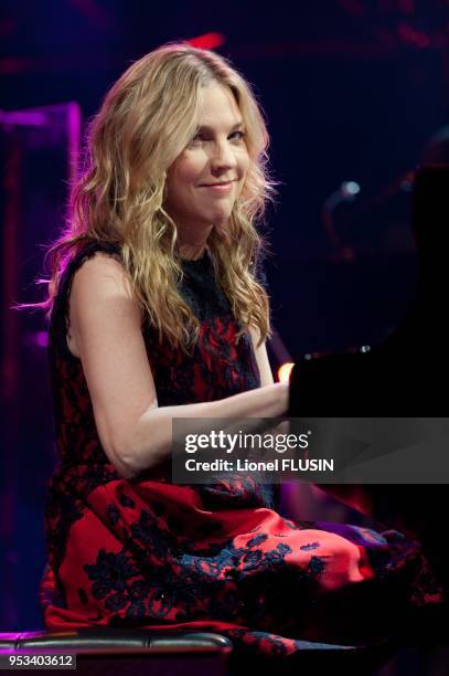 Diana Krall performing live at the Montreux Jazz festival on July 05, 2011 at Montreux in Switzerland during the Gala Night in honor of producer...
