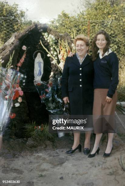 Delizia Cirolli miraculously cured at Lourdes, here grotto built in her garden, August 1999.