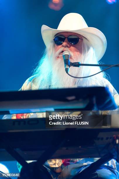 Leon Russell performing live at the Montreux Jazz festival on July 05, 2011 at Montreux in Switzerland during the Gala Night in honor of producer...
