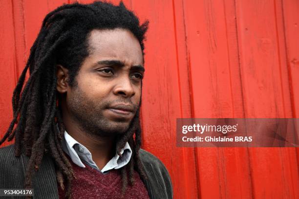 Marvin Victor, Haitian writer, painter and movie maker during the festival Etonnant Voyageur on June 12, 2011 in Saint Malo, France.