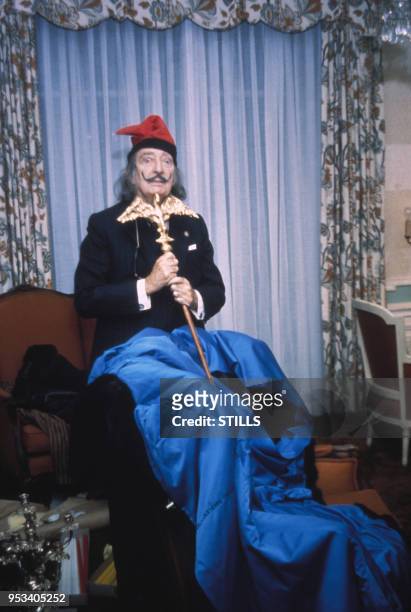 Salvador Dali dans les années 70 à Paris, France. Circa 1970.