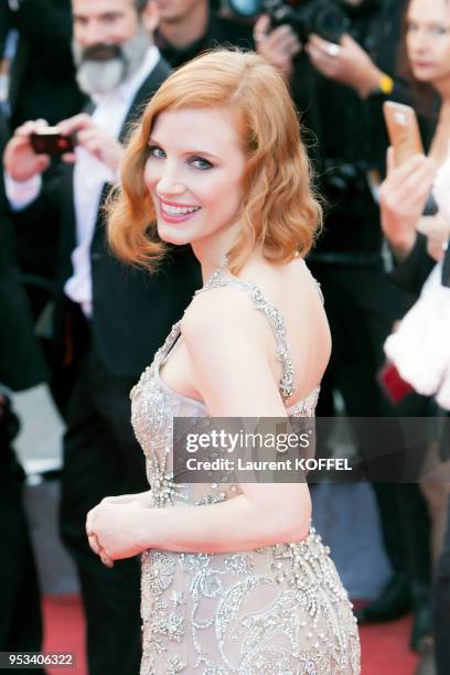 Jessica Chastain attends the 'Money Monster' premiere during the 69th annual Cannes Film Festival at the Palais des Festivals on May 12, 2016 in...