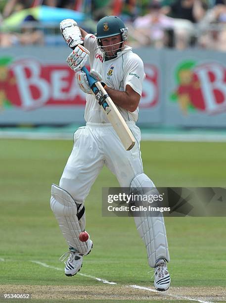 Graeme Smith of South Africa drives off the back foot during day 1 of the 2nd test match between South Africa and England from Sahara Stadium...