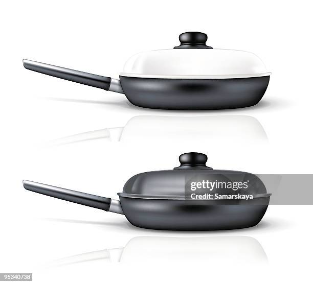 frying pan - cast iron pot stock illustrations