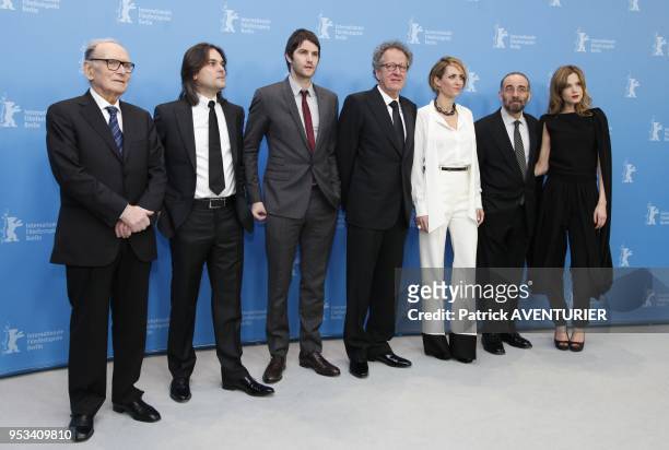 Ennio Morricone, Jim Sturgess, Geoffrey Rush, Giuseppe Tornatore , Sylvia Hoeks for the movie 'The Best Offer' during the 63rd Berlinale...