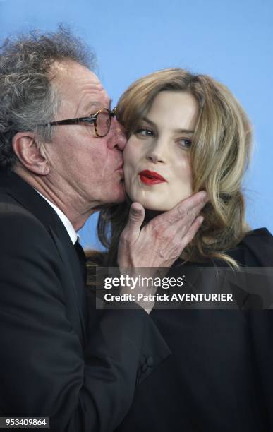 Geoffrey Rush and Sylvia Hoeks for the movie 'The Best Offer' during the 63rd Berlinale International Film Festival on February 12, 2013 in Berlin,...