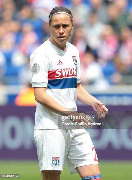 Camille Abily of Olympique Lyonnais looks on during the UEFA Women's Champions League, Semi Final Second Leg match between Olympique Lyonnais and...