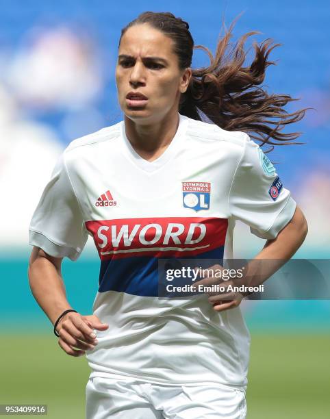 Amel Majri of Olympique Lyonnais looks on during the UEFA Women's Champions League, Semi Final Second Leg match between Olympique Lyonnais and...