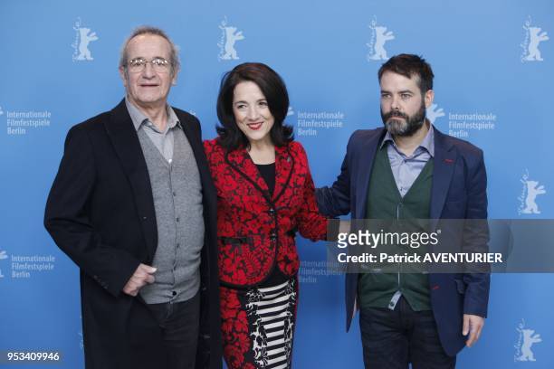 Sergio Hendandez, Paulina Garcia and director Sebastian Lelio attend the ''Gloria' press conference during the 63rd Berlinale International Film...