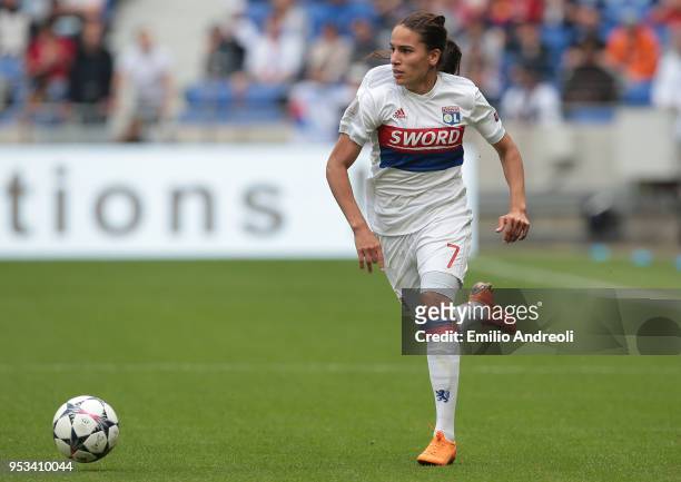 Amel Majri of Olympique Lyonnais in action during the UEFA Women's Champions League, Semi Final Second Leg match between Olympique Lyonnais and...