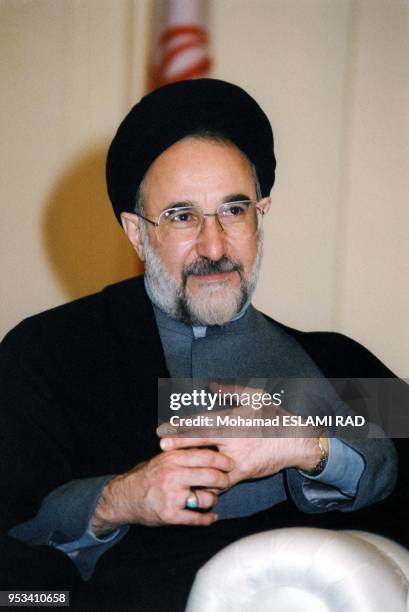 Iranian President Mohammad Khatami during the closing session of the 8th Islamic summit conference, December 1997.