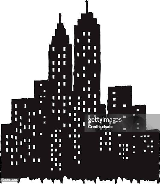 grunge city skyline illustration silhouette - state budget stock illustrations