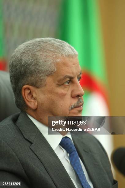 Abdelmalek Sellal, 1er ministre algerien lors de sa visite le 12 decembre 2013 dans la ville de Tlemcen, Algerie.