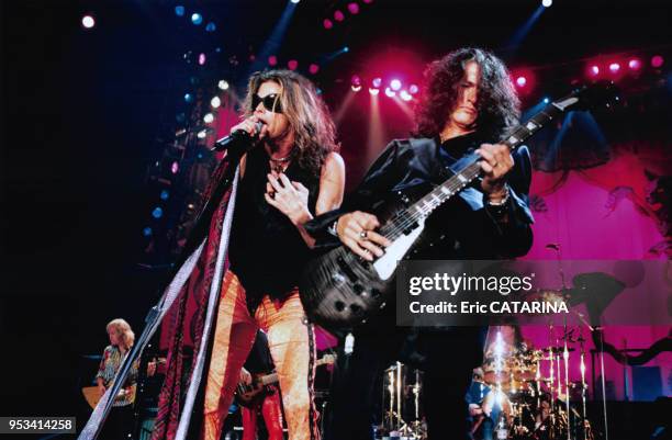 Le groupe Aerosmith en concert le 8 juin 1997 à Lyon, France.