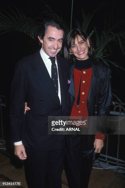 Luigi d?Urso et Ines de la Fressange lors de la soirée organisée par Giovanni Agnelli le 11 octobre 1988, France.