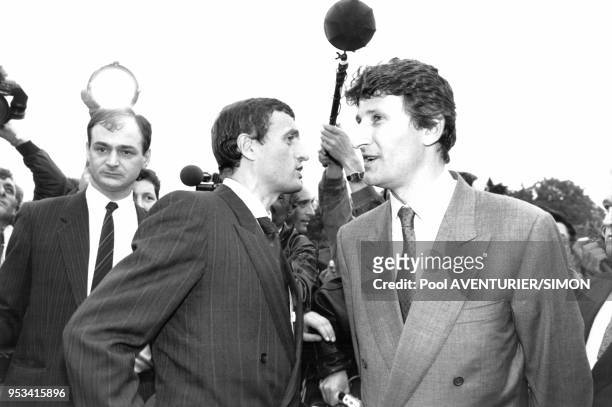 Philippe de Villiers en compagnie de François Léotard lors du 10ème anniversaire du Puy du Fou le 12 juin 1987, France.