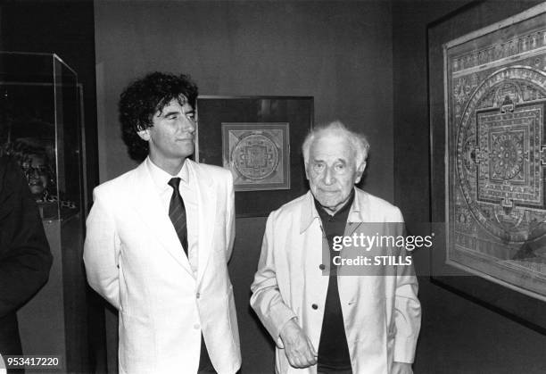 Marc Chagall et sa Jack Lang à Saint-Paul de Vence le 6 juillet 1982, France.