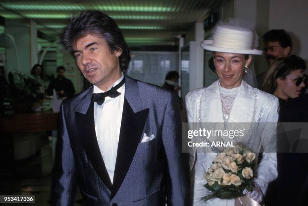 Mariage du chanteur français Daniel guichard en février 1991 à Paris, France.
