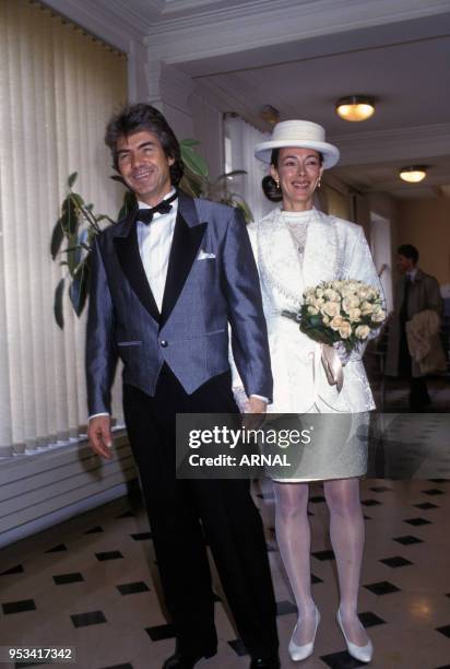 Mariage du chanteur français Daniel guichard en février 1991 à Paris, France.