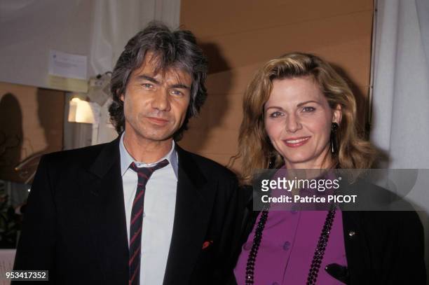 Daniel Guichard et Jeane Manson lors de sa générale à l'Olympia le 3 avril 1991, Paris, France.