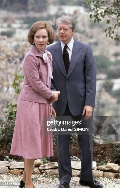 Jimmy carter et sa femme Rosalynn à Jerusalem en mars 1979, Israel.
