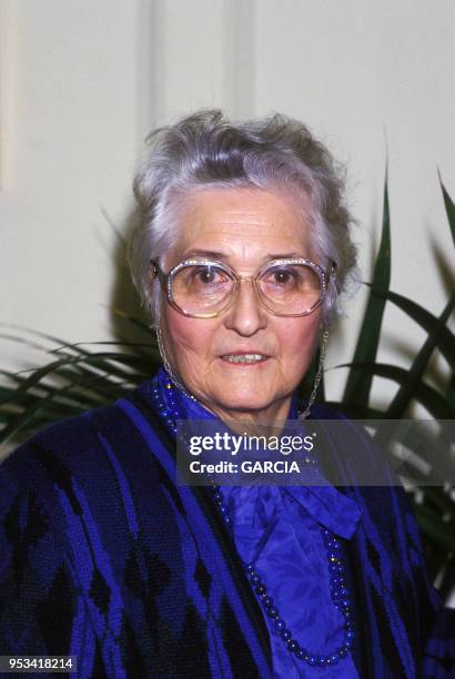 Portrait de Françoise Dolto en janvier 1988 à Paris, France.