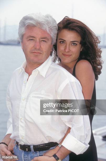 Portrait du batteur et musicien français Jean-Marc Cerrone en compagnie de sa fiancée Jill lors du Festival de Cannes e mai 1993.