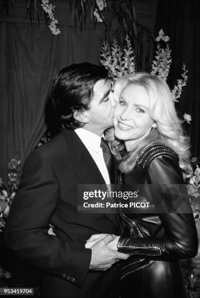 Michèle Torr et son mari Jean Vidal à l'Olympia à Paris le 2 décembre 1982, France.