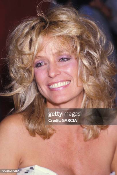 Farrah Fawcett au Festival de Deauville en septembre 1984, France.