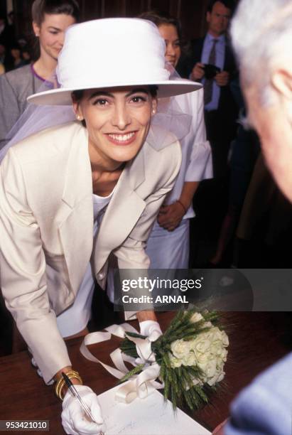 Mariage de Inès de La Fressange avec Luigi d?Urso le 9 juin 1990 à Tarascon, France.