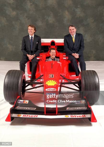 Luca Di Montezemolo, the Chairman of Ferrari , Michael Schumacher of Germany and Paul Skinner, the CEO of Shell Oil Products at the Renewal of the...