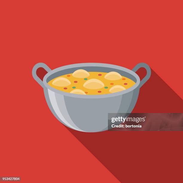 curry flat design india icon with side shadow - butter chicken stock illustrations